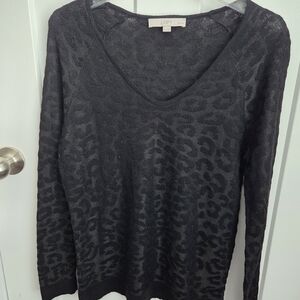 LOFT Black Leopard Print Women's Sweater